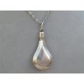 Exquisite vintage heavy solid sterling silver chain with large perfume bottle pendant - weight 19 g.