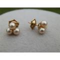 Elegant antique 9 ct gold real sea pearl earrings.