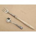 Antique solid silver salt spoon, Birmingham, circa 1910 and a antique silver pickle - weight 7.3 g.