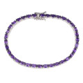 Enchanting solid sterling silver 35-stone natural amethyst bracelet with 14 ct white gold finish