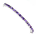 Enchanting solid sterling silver 35-stone natural amethyst bracelet with 14 ct white gold finish