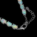 Exquisite natural Ethiopia opal bracelet - 14 ct white gold over solid sterling silver