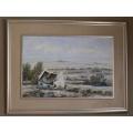 Large farm cottage landscape oil painting by Maartin van Dyk - value R2500