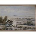 Large farm cottage landscape oil painting by Maartin van Dyk - value R2500