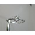 Sparkling solid sterling silver .32 ct natural diamond ring
