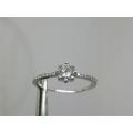 Sparkling solid sterling silver .32 ct natural diamond ring