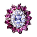 Stunning Solid 925 Silver Garnet Ring 14k White Gold Plate Ensure no Tarnish or Colour Change