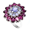 Stunning Solid 925 Silver Garnet Ring 14k White Gold Plate Ensure no Tarnish or Colour Change
