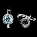 Sparkling Solid Sterling Silver Natural Blue and WhiteTopaz Earrings