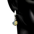 Marvelous Natural Ethiopian Fire Opal Earrings Solid Sterling Silver 14 ct White Gold, no Tarnish