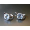 Sparkling Solid Sterling Silver Natural Blue and WhiteTopaz Earrings