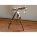 Old Brass Telescope on Wood and Brass Tripot Sales Sample - in perfect working condition