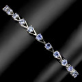 Smashing Earth Mined Tanzanite Bracelet Solid Sterling Silver 14 ct White Gold, no Tarnish