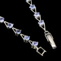 Smashing Earth Mined Tanzanite Bracelet Solid Sterling Silver 14 ct White Gold, no Tarnish