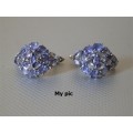 Natural Earth Mined Tanzanite and Sapphire Earrings Solid 945 Silver 14 ct White Gold, no Tarnish