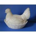 Antique Milk Glass Chicken-shaped Butter Pot