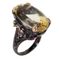 FOR DARREL777 ONLY!!   Solid Sterling Silver Natural 18 ct+ Brazil Citrine Ring - weight 14.12 g.