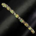 Smashing Solid Sterling Silver Natural 4 ct Ethiopia Opal and Sapphire Bracelet - weight 11.14 g