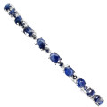 Smashing 4.8 ct Natural Blue Sapphire Solid Sterling Silver Bracelet - weight 8.44 g
