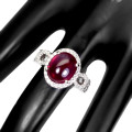 Gorgeous Solid Sterling Silver 6 ct Natural Top Blood Red Ruby Ring - weight 5.69 g