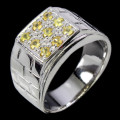 Handsome Natural Sapphire Solid Sterling Silver Men`s Ring - weight 8.44 g