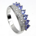 Fascinating 1 ct Natural Tanzanite Solid Sterling Silver Ring - weight 3.72 g