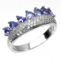 Fascinating 1 ct Natural Tanzanite Solid Sterling Silver Ring - weight 3.72 g