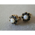 Solid 9 ct Gold Opal & Blue Sapphire Earrings and Crown Charm