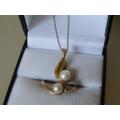 9 ct Gold Pearl Ring & Diamond and Pearl Necklace Set