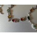 Sterling Silver Multi Gem Necklace - weight 17.6 g
