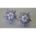Marvellous Sterling Silver Tanzanite and Seed Pear Earrings - weight 8.8 g