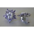 Marvellous Sterling Silver Tanzanite and Seed Pear Earrings - weight 8.8 g