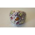 Awesome Sterling Silver Multi Gem Dome Ring - weight 8.5 g