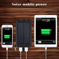 13000mAh Solar Powered Power Bank - Dual USB Output and Flashlight - BLACK