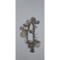 Charm Bracelet 92.5 silver with  17 charms