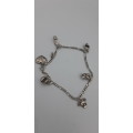 Charm Bracelet 92.5 silver with  7 charms