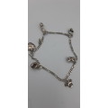 Charm Bracelet 92.5 silver with  7 charms