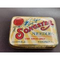 Wind up gramaphone needles in tin