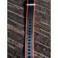 Seatbelt nato wrist watch strap black and orange 20mm
