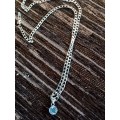 sterling silver neck chain pendant unknown stone 55cm long