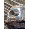 Sterling silver ring with large stone stone size 12mm by 9mm Size: J No Box!