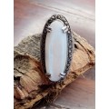 Mother of Pearl and Marcasite Antique/Vintage ladies ring Size: O No Box!