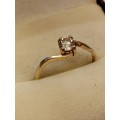 Sterling silver ladies ring with cubic zirconia Size N