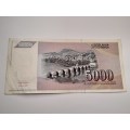 Yugoslavia 5 000 Dinara Banknote 1991