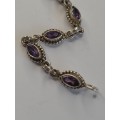 Sterling silver bracelet with purple stone 200mm long