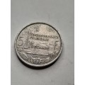 French oceania 5 francs 1952