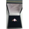 9ct Gold 'Jayem' Stamped Pink Stone Vintage Engagement Ring