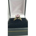 9ct Gold 'Jayem' Stamped Pink Stone Vintage Engagement Ring