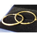 18ct Gold Ladies Fancy hoop earrings - PRE-OWNED