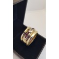 9ct Solid Gold Diamond/Ruby Wedding Band - PRE-OWNED Certificate included